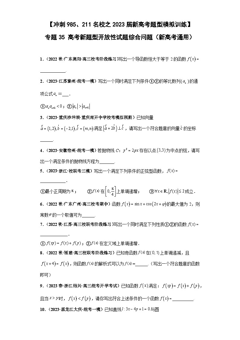 专题35 高考新题型开放性试题综合问题（新高考通用）原卷版第1页