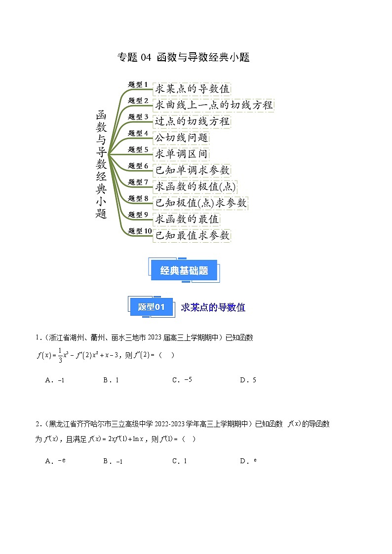 专题04 函数与导数经典小题（十大题型）（原卷版）第1页