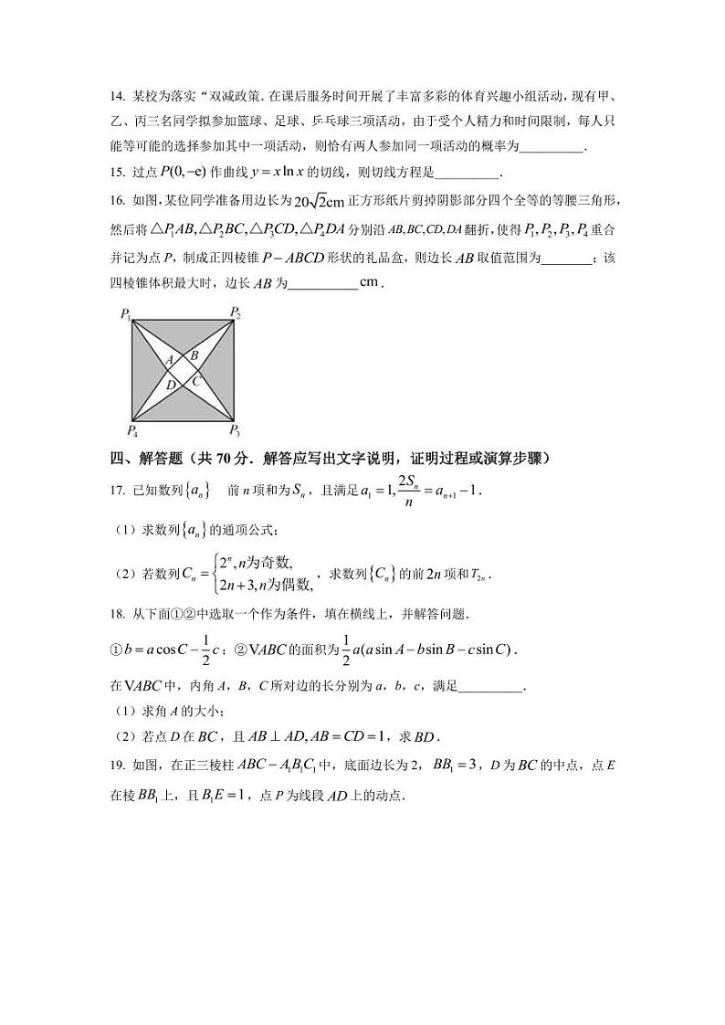2023届云南省大理市辖区高三毕业生区域性规模化统一检测数学试题（PDF）第3页