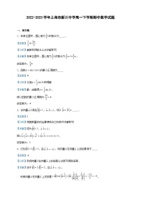 2022-2023学年上海市新川中学高一下学期期中数学试题含答案