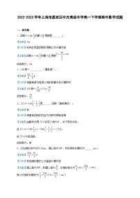 2022-2023学年上海市嘉定区中光高级中学高一下学期期中数学试题含答案