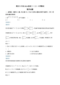 重庆市第八中学2024届高三数学上学期入学测试试题（Word版附解析）