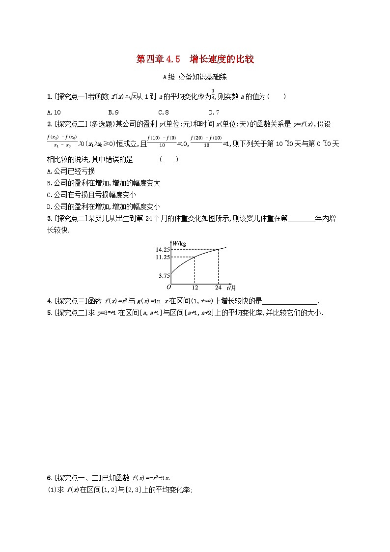 新教材2023_2024学年高中数学第4章指数函数对数函数与幂函数4.5增长速度的比较分层作业新人教B版必修第二册第1页