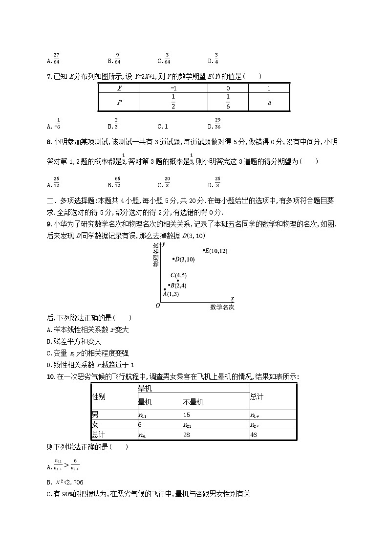 新教材2023_2024学年高中数学第4章概率与统计测评一新人教B版选择性必修第二册02