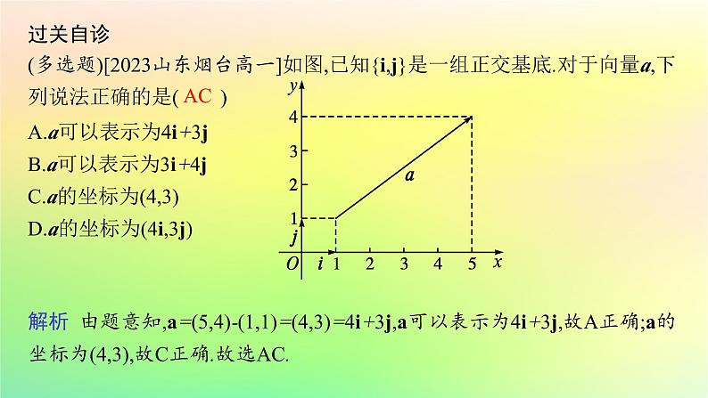 新教材2023_2024学年高中数学第6章平面向量初步6.2向量基本定理与向量的坐标6.2.3平面向量的坐标及其运算课件新人教B版必修第二册第7页