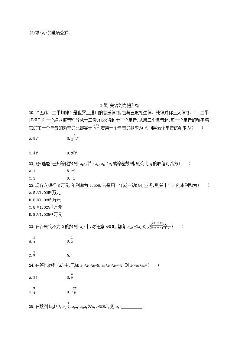 新教材2023_2024学年高中数学第1章数列1.3等比数列1.3.1等比数列及其通项公式分层作业湘教版选择性必修第一册02