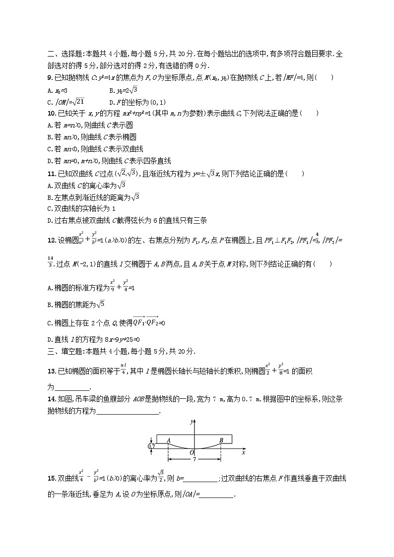 新教材2023_2024学年高中数学第3章圆锥曲线与方程测评湘教版选择性必修第一册02