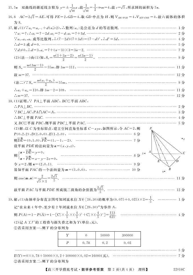 2022届青海省西宁市大通回族土族自治县高三上学期9月开学摸底考试数学（理）试题 PDF版含答案02