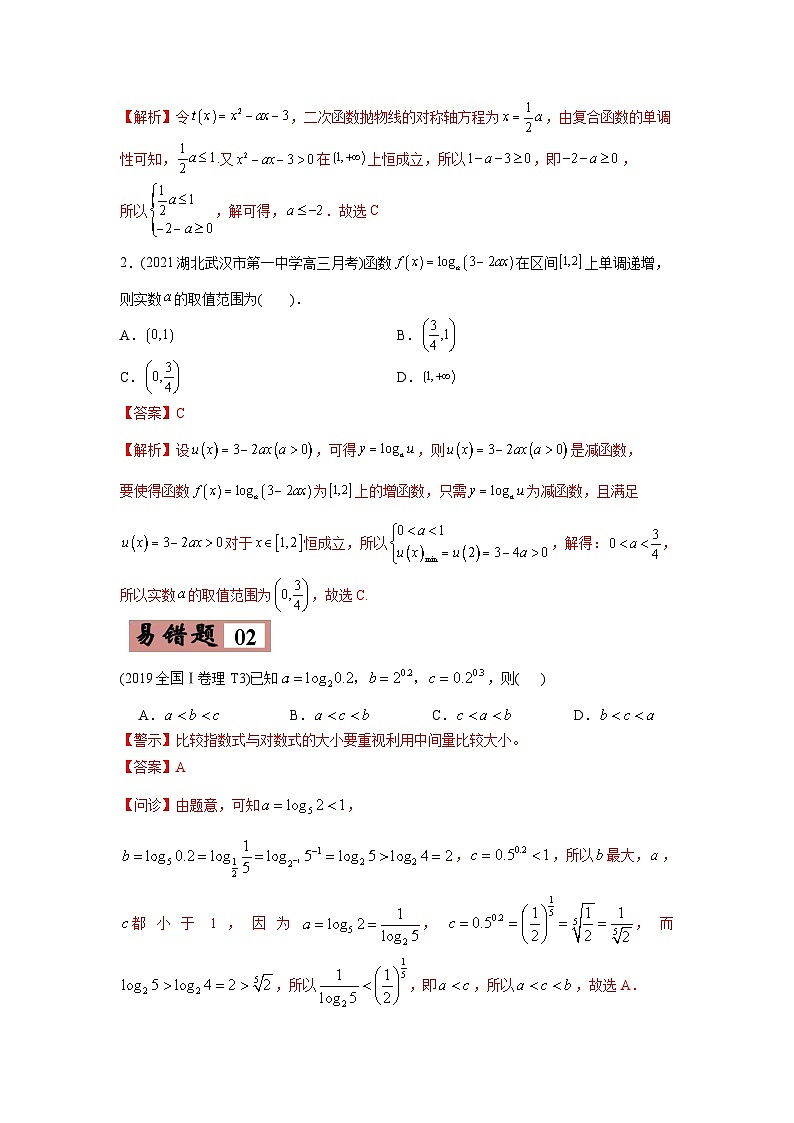 新高考数学二轮复习易错题专练易错点03  指数函数与对数函数及函数与方程（含解析）02
