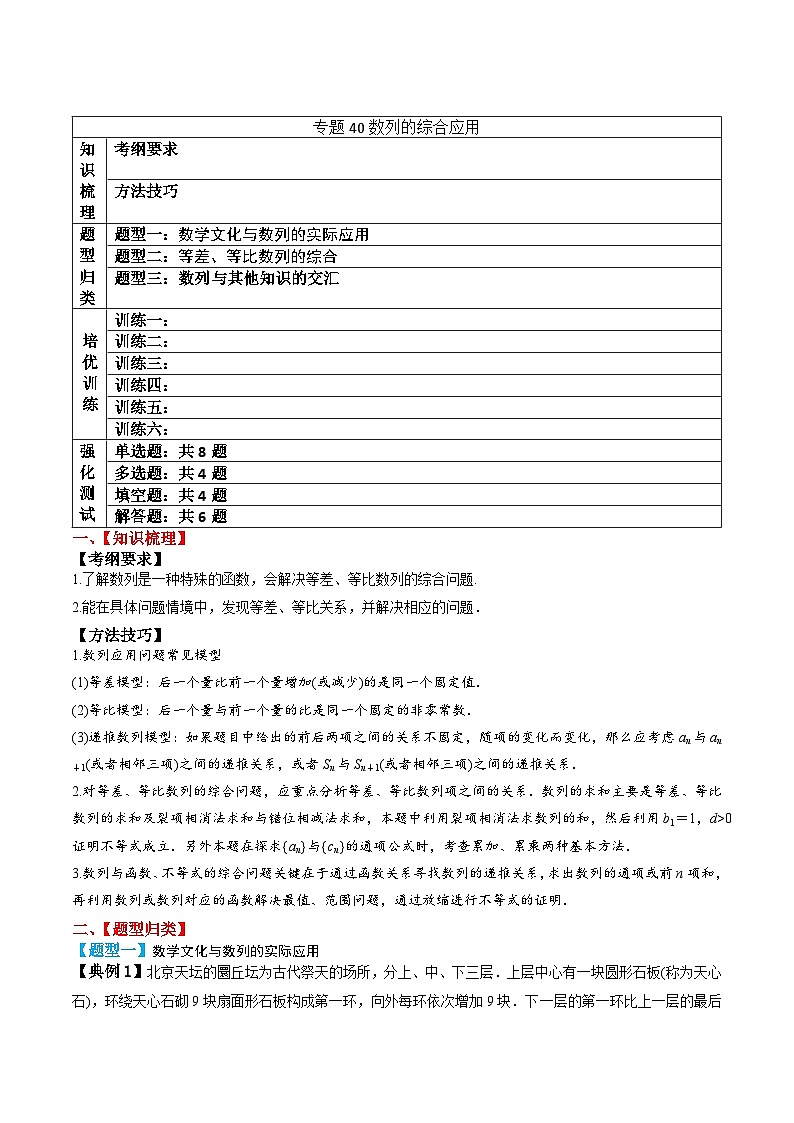 2024年新高考数学一轮复习题型归类与强化测试专题40数列的综合应用（Word版附解析）第1页