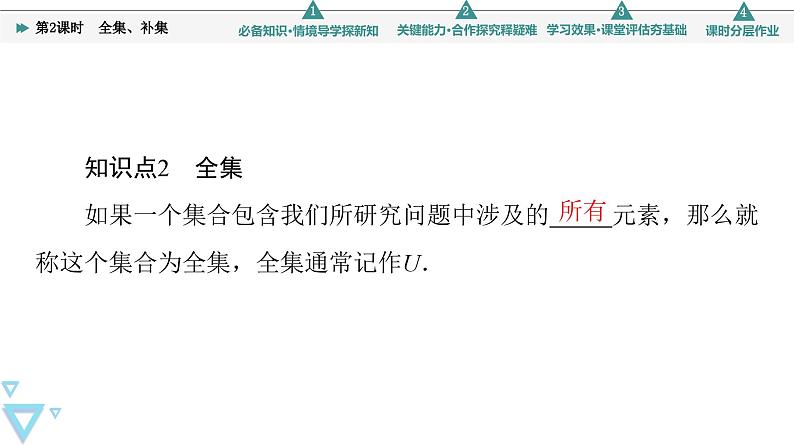 新教材数学苏教版必修第一册第1章 1.2 第2课时　全集、补集 课件07