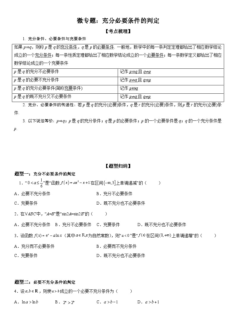 新高考数学一轮复习考点精讲讲练学案 充分必要条件的判定（含解析）01