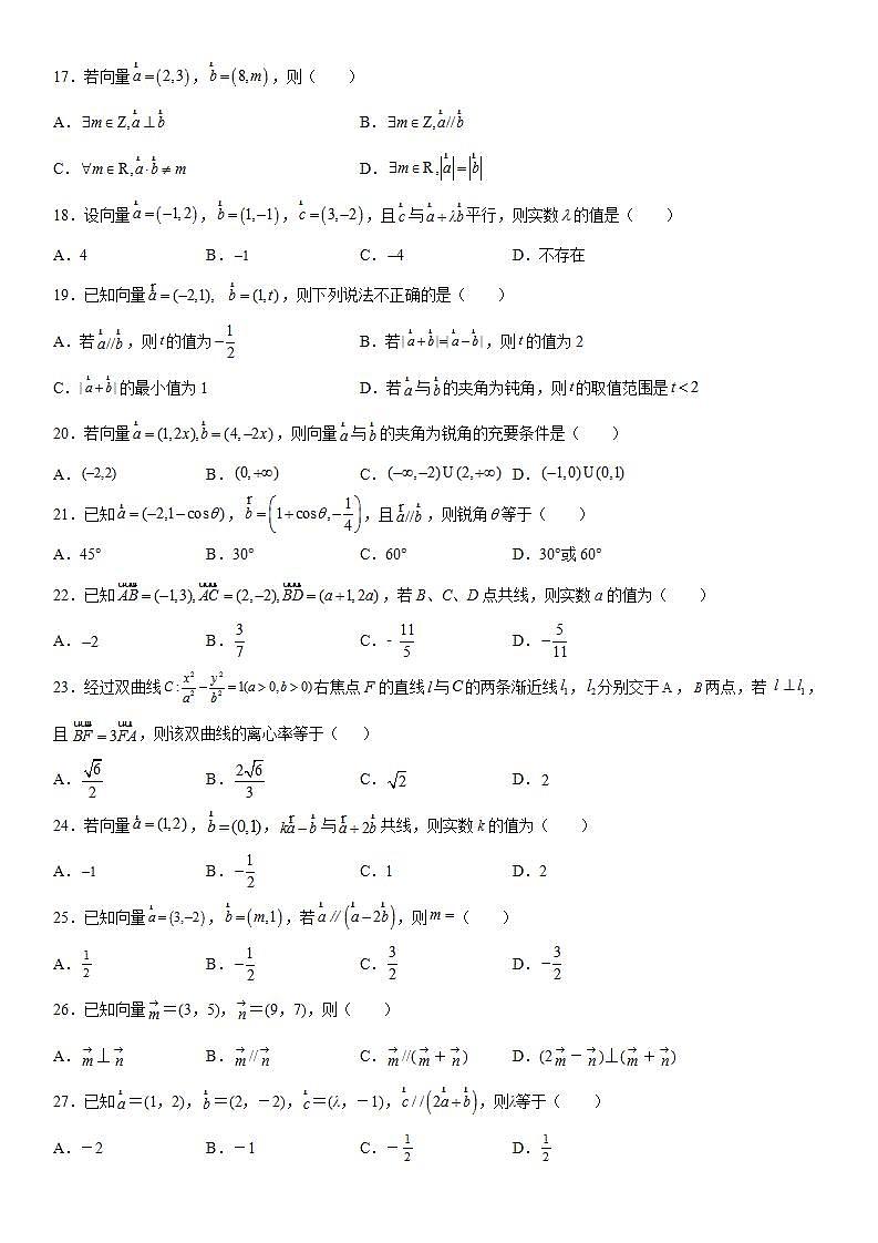 新高考数学一轮复习考点精讲讲练学案 共线向量的坐标表示及应用（含解析）03