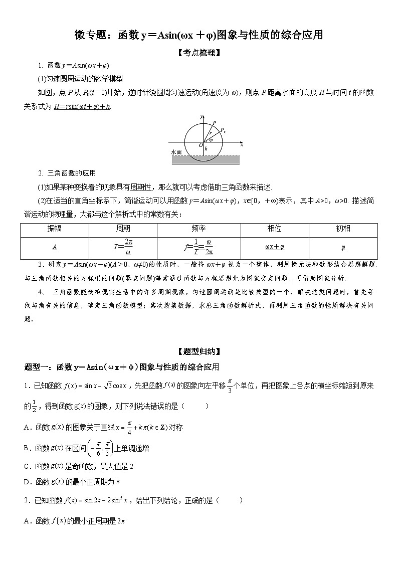 新高考数学一轮复习考点精讲讲练学案 函数y＝Asin(ωx＋φ)图象与性质的综合应用（含解析）01