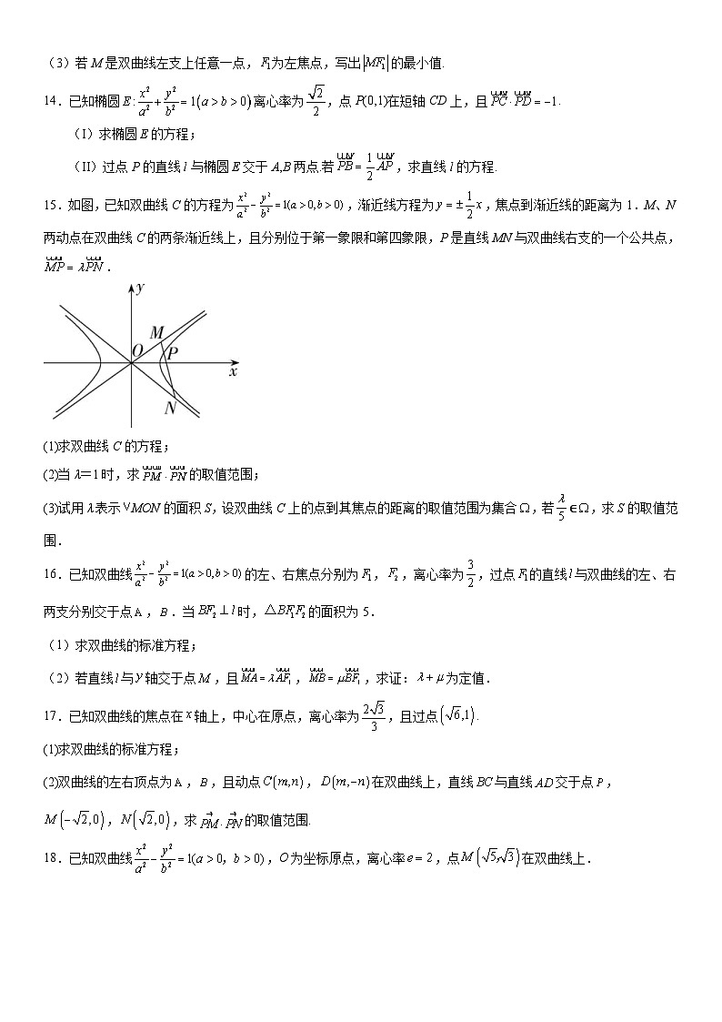 新高考数学一轮复习考点精讲讲练学案 双曲线与平面向量的综合问题（含解析）03