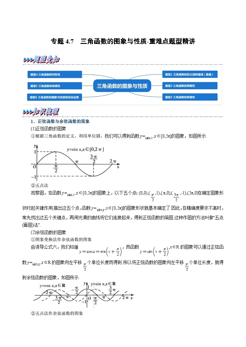 新高考数学一轮复习精选讲练专题4.7 三角函数的图象与性质（含解析）01