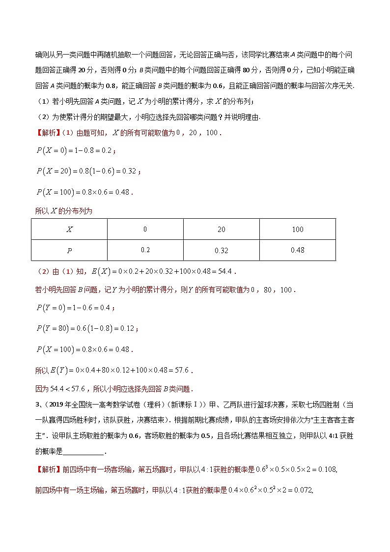 新高考数学二轮复习培优训练专题22 离散型随机变量的概率（含解析）第2页