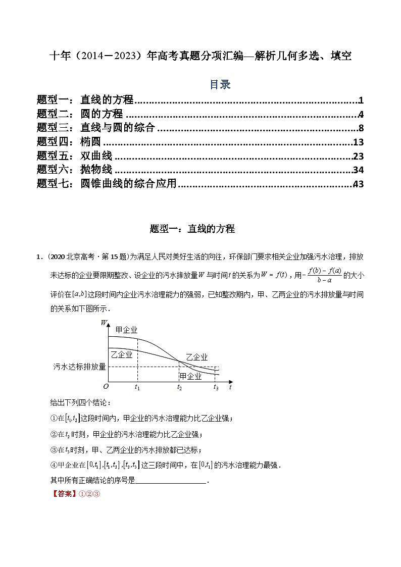 专题17  解析几何多选、填空（理科）（解析版）第1页