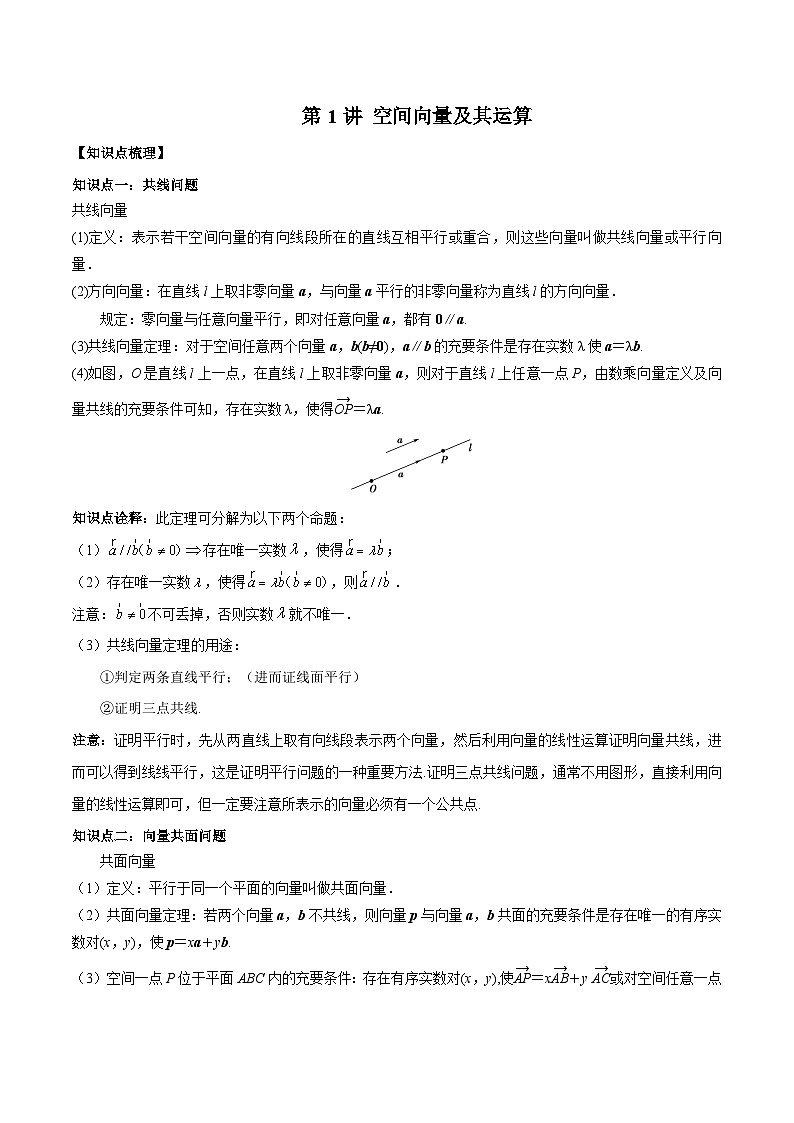 第01讲 空间向量及其运算（解析版）第1页