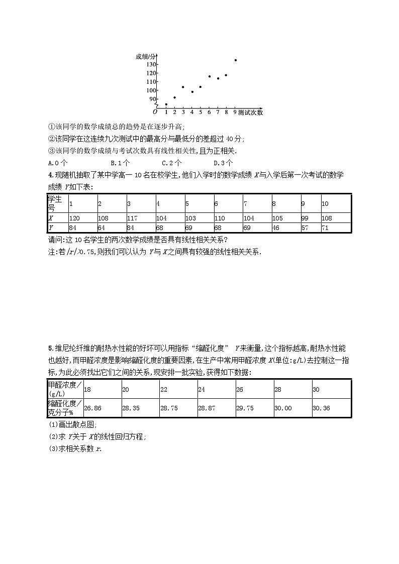 新教材2023_2024学年高中数学第七章统计案例2成对数据的线性相关性2.1相关系数2.2成对数据的线性相关性分析分层作业北师大版选择性必修第一册02