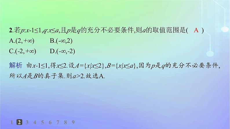 新教材2023_2024学年高中数学第1章预备知识2常用逻辑用语2.1必要条件与充分条件第2课时习题课充分条件与必要条件的综合应用分层作业课件北师大版必修第一册03