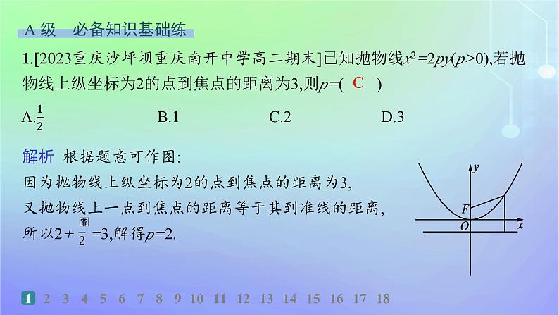 新教材2023_2024学年高中数学第二章圆锥曲线3抛物线3.1抛物线及其标准方程分层作业课件北师大版选择性必修第一册02