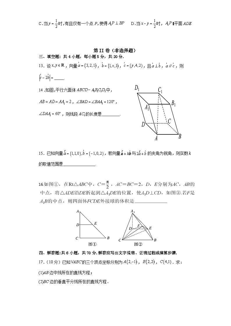 山东省泰安第一中学2023-2024学年高二上学期十月份学情诊断数学试题03