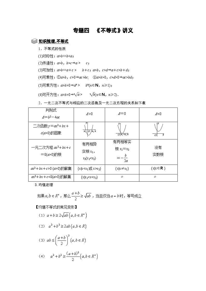 新高考数学一轮复习题型归纳讲义专题04 不等式（含解析）第1页