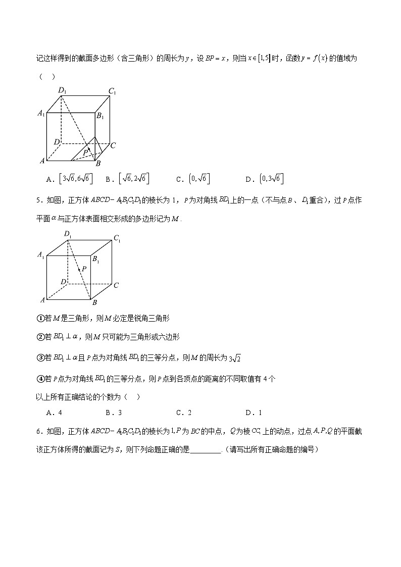 【期中复习提升】沪教版2020 2023-2024学年高二数学 必修3  第11章 简单几何体（压轴题专练）（原卷版）第2页