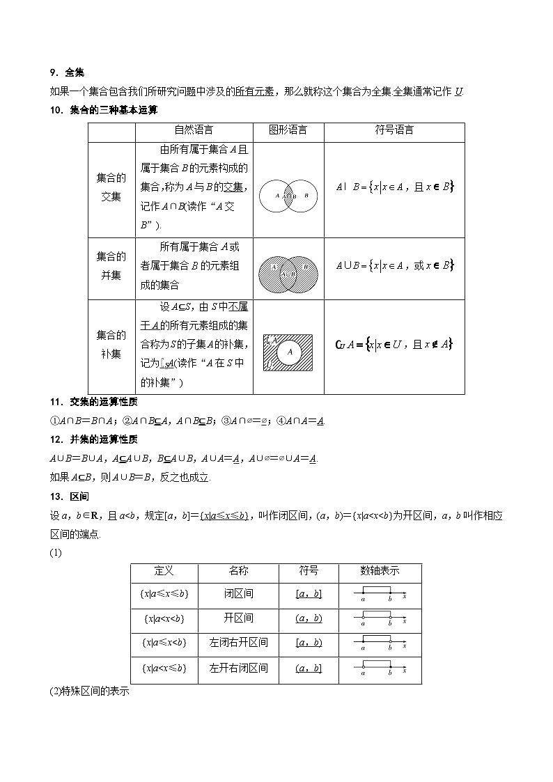 【期中单元知识点归纳】苏教版2019 2023-2024学年高一数学 必修1 第一章 集合（知识归纳+题型突破） 讲义（解析版）第3页