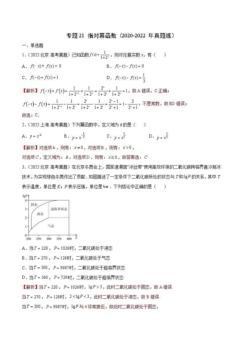新高考数学二轮复习函数培优专题21 指对幂函数（含解析）01