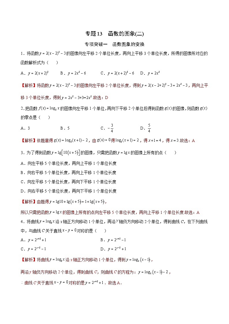 新高考数学二轮复习函数培优专题13  函数的图象(二)（含解析）第1页