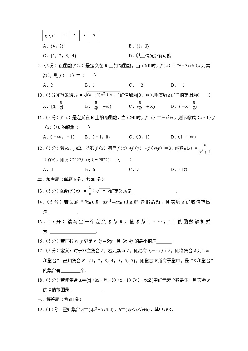 2022-2023学年北京市汇文中学教育集团高一（上）期中数学试卷(2)第2页