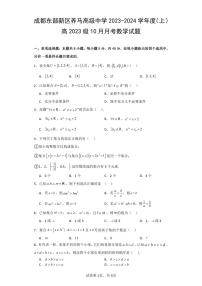 四川省成都东部新区养马高级中学2023-2024学年高一上学期10月月考数学试题