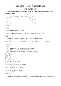黑龙江哈尔滨师范大学附属中学2023-2024学年高一数学上学期10月月考试题（Word版附解析）