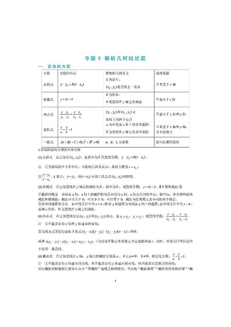 4-5 解析几何结论纯图版第1页