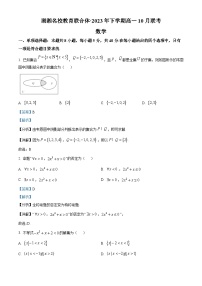 湖湘名校教育联合体2023-2024学年高一数学上学期10月联考试题（Word版附解析）