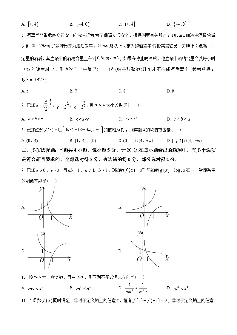 辽宁省六校协作体2022-2023学年高一上学期期末数学试题及答案02