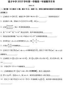 上海市进才中学2023-2024学年高一上学期10月月考数学试卷