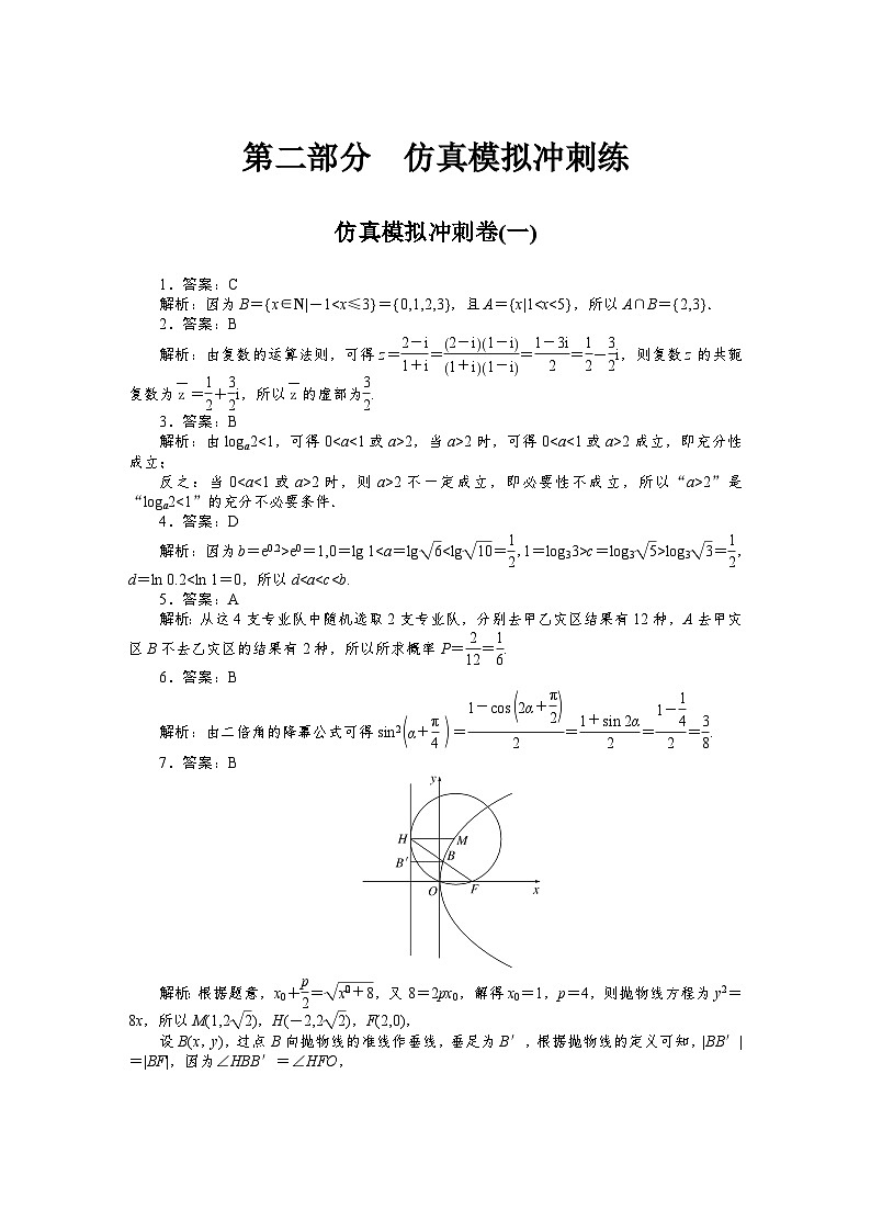 （理科）高考数学第一轮复习仿真卷答案第1页