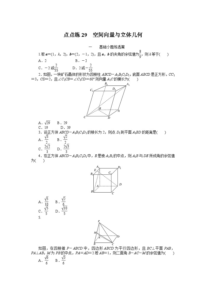 （数学理科）高考数学复习29  空间向量与立体几何第1页