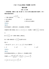 2024六安一中高三上学期第二次月考数学试题含解析