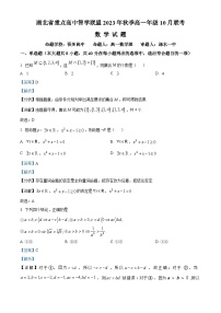 2024湖北省重点高中智学联盟高一上学期10月联考数学试题含解析