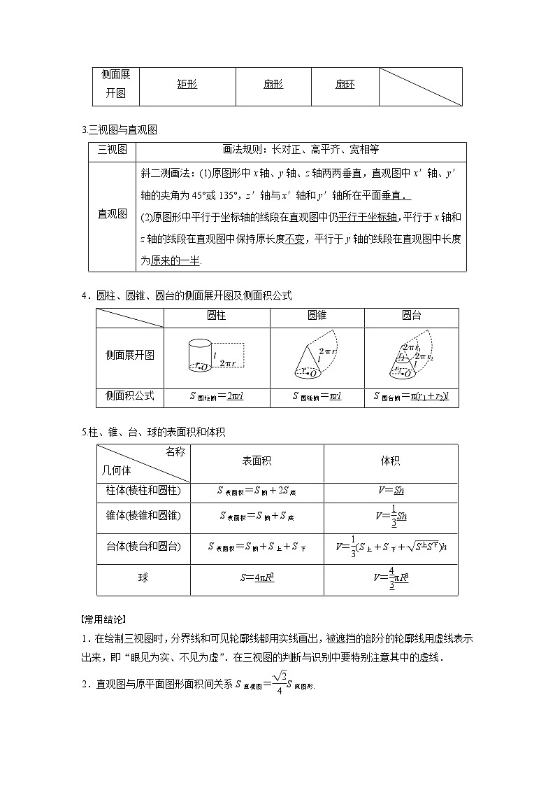 高考数学第一轮复习第八章 §8.1　空间几何体及其表面积与体积 试卷02