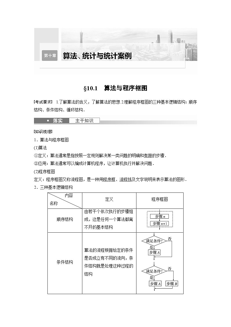 高考数学第一轮复习第十章 §10.1　算法与程序框图第1页