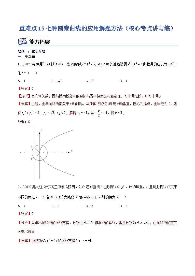 重难点15七种圆锥曲线的应用解题方法（核心考点讲与练）-2023年高考数学一轮复习核心考点讲与练（新高考专用）(解析版）第1页