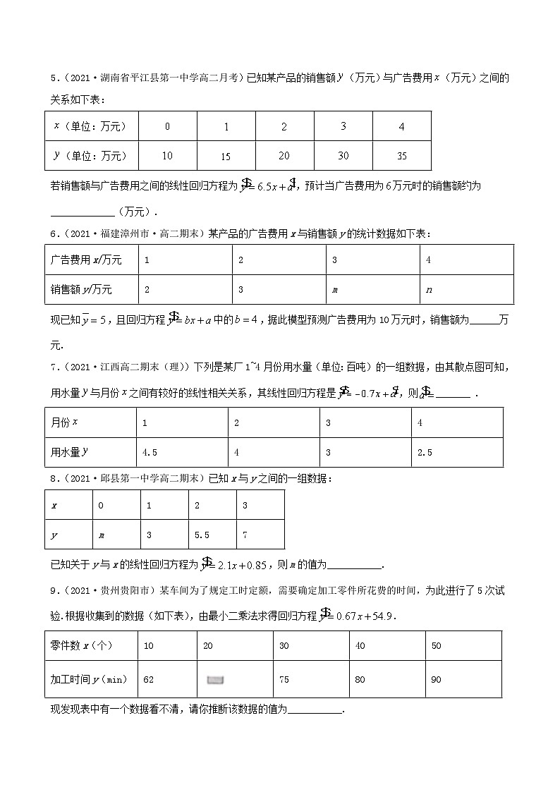 人教版高中数学选择性必修第三册8.2一元线性回归模型及其应用同步精练（含解析）02