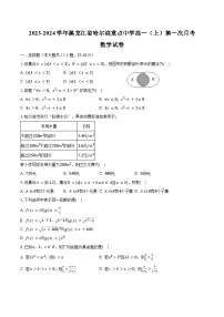 2023-2024学年黑龙江省哈尔滨重点中学高一（上）第一次月考数学试卷（含解析）