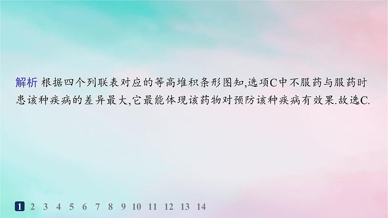 新教材2023_2024学年高中数学第8章成对数据的统计分析8.3列联表与独立性检验8.3.1分类变量与列联表8.3.2独立性检验分层作业课件新人教A版选择性必修第三册04