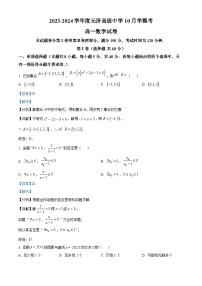 浙江省嘉兴市元济高级中学2023-2024学年高一数学上学期10月月考试题（Word版附解析）